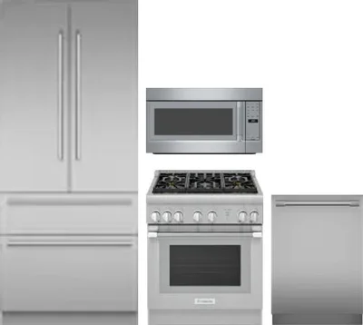 4 Piece Package Includes Refrigerator, Range, Microwave And Dishwasher