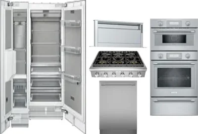 6 Piece Package Includes Refrigerator, Freezer, Cooktop, Wall Oven, Hood And Dishwasher