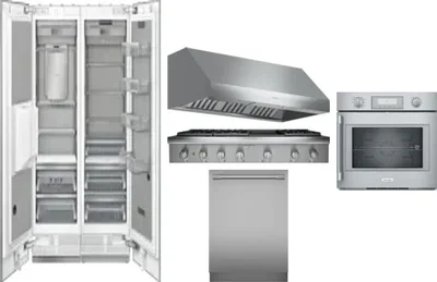 6 Piece Package Includes Refrigerator, Freezer, Cooktop, Wall Oven, Hood And Dishwasher