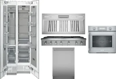 6 Piece Package Includes Refrigerator, Freezer, Cooktop, Wall Oven, Hood And Dishwasher