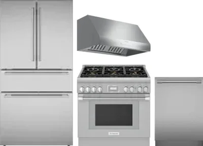 4 Piece Package Includes Refrigerator, Range, Hood And Dishwasher