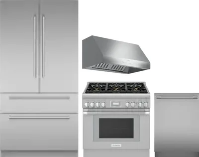 4 Piece Package Includes Refrigerator, Range, Hood And Dishwasher