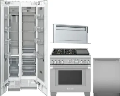 5 Piece Package Includes Refrigerator, Freezer, Range, Hood And Dishwasher
