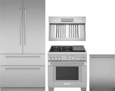 4 Piece Package Includes Refrigerator, Range, Hood And Dishwasher