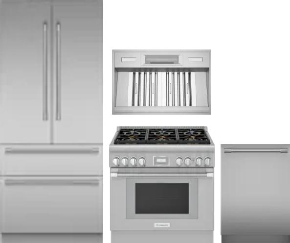 4 Piece Package Includes Refrigerator, Range, Hood And Dishwasher