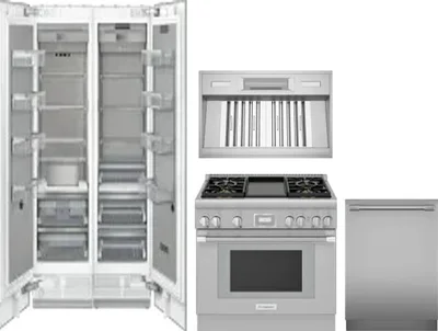 5 Piece Package Includes Refrigerator, Freezer, Range, Hood And Dishwasher