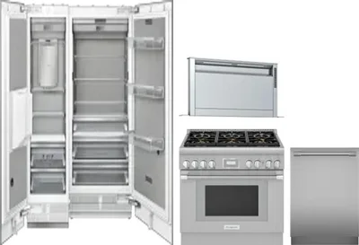 5 Piece Package Includes Refrigerator, Freezer, Range, Hood And Dishwasher