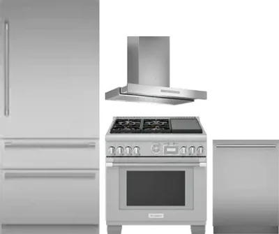 4 Piece Package Includes Refrigerator, Range, Hood And Dishwasher