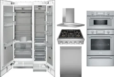 6 Piece Package Includes Refrigerator, Freezer, Cooktop, Wall Oven, Hood And Dishwasher