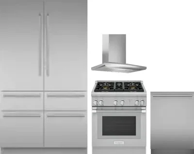 4 Piece Package Includes Refrigerator, Range, Hood And Dishwasher