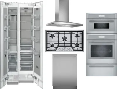 6 Piece Package Includes Refrigerator, Freezer, Cooktop, Wall Oven, Hood And Dishwasher