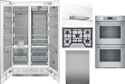 6 Piece Package Includes Refrigerator, Freezer, Cooktop, Wall Oven, Hood And Dishwasher