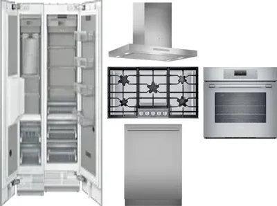 6 Piece Package Includes Refrigerator, Freezer, Cooktop, Wall Oven, Hood And Dishwasher
