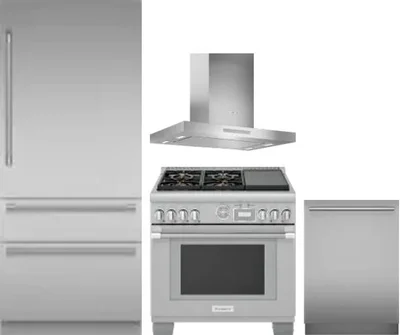 4 Piece Package Includes Refrigerator, Range, Hood And Dishwasher