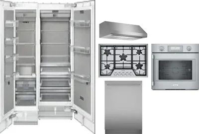 6 Piece Package Includes Refrigerator, Freezer, Cooktop, Wall Oven, Hood And Dishwasher