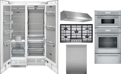 6 Piece Package Includes Refrigerator, Freezer, Cooktop, Wall Oven, Hood And Dishwasher