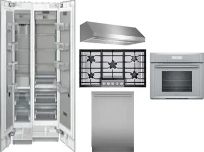 6 Piece Package Includes Refrigerator, Freezer, Cooktop, Wall Oven, Hood And Dishwasher