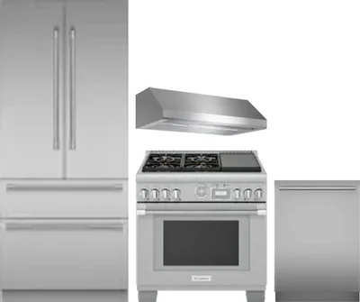 4 Piece Package Includes Refrigerator, Range, Hood And Dishwasher