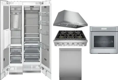 6 Piece Package Includes Refrigerator, Freezer, Cooktop, Wall Oven, Hood And Dishwasher