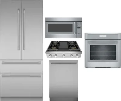 5 Piece Package Includes Refrigerator, Cooktop, Wall Oven, Microwave And Dishwasher