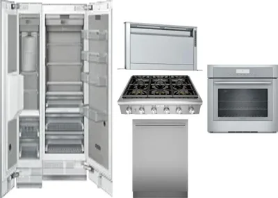 6 Piece Package Includes Refrigerator, Freezer, Cooktop, Wall Oven, Hood And Dishwasher