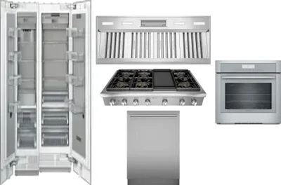 6 Piece Package Includes Refrigerator, Freezer, Cooktop, Wall Oven, Hood And Dishwasher