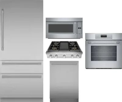 5 Piece Package Includes Refrigerator, Cooktop, Wall Oven, Microwave And Dishwasher