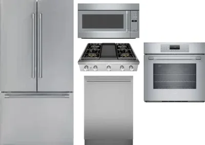 5 Piece Package Includes Refrigerator, Cooktop, Wall Oven, Microwave And Dishwasher