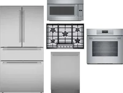 5 Piece Package Includes Refrigerator, Cooktop, Wall Oven, Microwave And Dishwasher