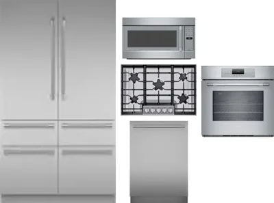 5 Piece Package Includes Refrigerator, Cooktop, Wall Oven, Microwave And Dishwasher