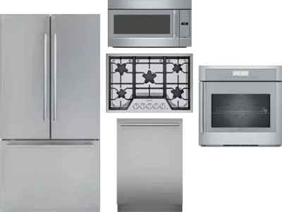 5 Piece Package Includes Refrigerator, Cooktop, Wall Oven, Microwave And Dishwasher