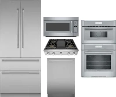 5 Piece Package Includes Refrigerator, Cooktop, Wall Oven, Microwave And Dishwasher