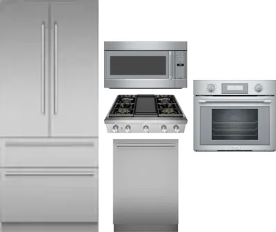 5 Piece Package Includes Refrigerator, Cooktop, Wall Oven, Microwave And Dishwasher