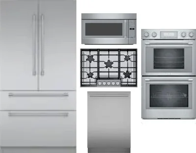5 Piece Package Includes Refrigerator, Cooktop, Wall Oven, Microwave And Dishwasher