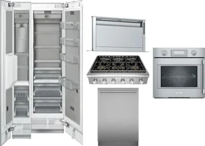 6 Piece Package Includes Refrigerator, Freezer, Cooktop, Wall Oven, Hood And Dishwasher