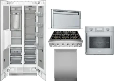 6 Piece Package Includes Refrigerator, Freezer, Cooktop, Wall Oven, Hood And Dishwasher