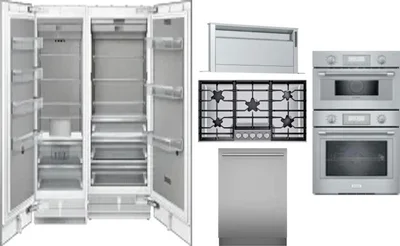 6 Piece Package Includes Refrigerator, Freezer, Cooktop, Wall Oven, Hood And Dishwasher