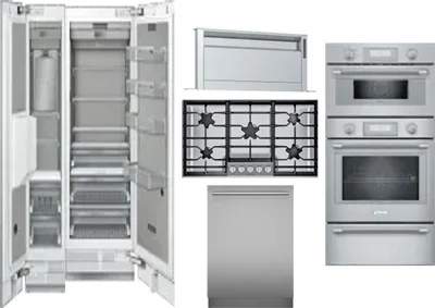 6 Piece Package Includes Refrigerator, Freezer, Cooktop, Wall Oven, Hood And Dishwasher