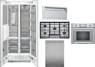 6 Piece Package Includes Refrigerator, Freezer, Cooktop, Wall Oven, Hood And Dishwasher