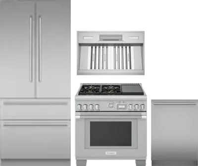 4 Piece Package Includes Refrigerator, Range, Hood And Dishwasher