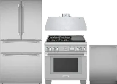 4 Piece Package Includes Refrigerator, Range, Hood And Dishwasher