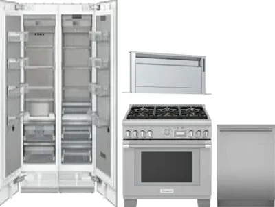 5 Piece Package Includes Refrigerator, Freezer, Range, Hood And Dishwasher