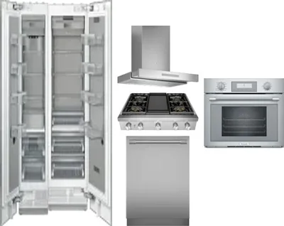 6 Piece Package Includes Refrigerator, Freezer, Cooktop, Wall Oven, Hood And Dishwasher