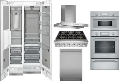 6 Piece Package Includes Refrigerator, Freezer, Cooktop, Wall Oven, Hood And Dishwasher