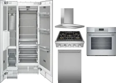 6 Piece Package Includes Refrigerator, Freezer, Cooktop, Wall Oven, Hood And Dishwasher