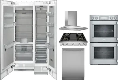 6 Piece Package Includes Refrigerator, Freezer, Cooktop, Wall Oven, Hood And Dishwasher