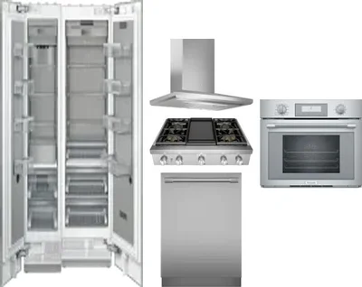 6 Piece Package Includes Refrigerator, Freezer, Cooktop, Wall Oven, Hood And Dishwasher