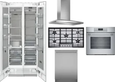 6 Piece Package Includes Refrigerator, Freezer, Cooktop, Wall Oven, Hood And Dishwasher
