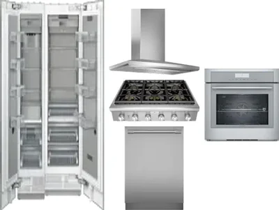 6 Piece Package Includes Refrigerator, Freezer, Cooktop, Wall Oven, Hood And Dishwasher