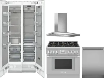 5 Piece Package Includes Refrigerator, Freezer, Range, Hood And Dishwasher